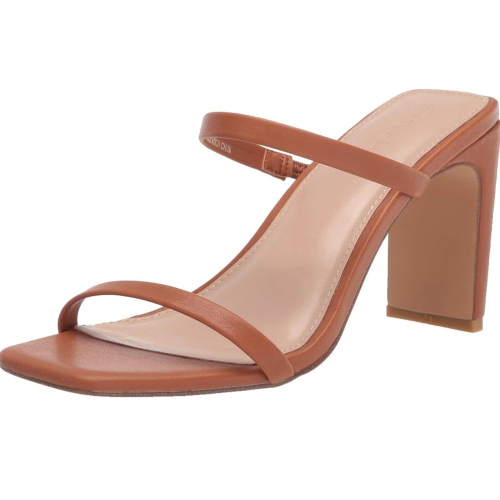 The Drop Avery Toffee Square Toe Two Strap High Heeled Sandal size 7 NWT
